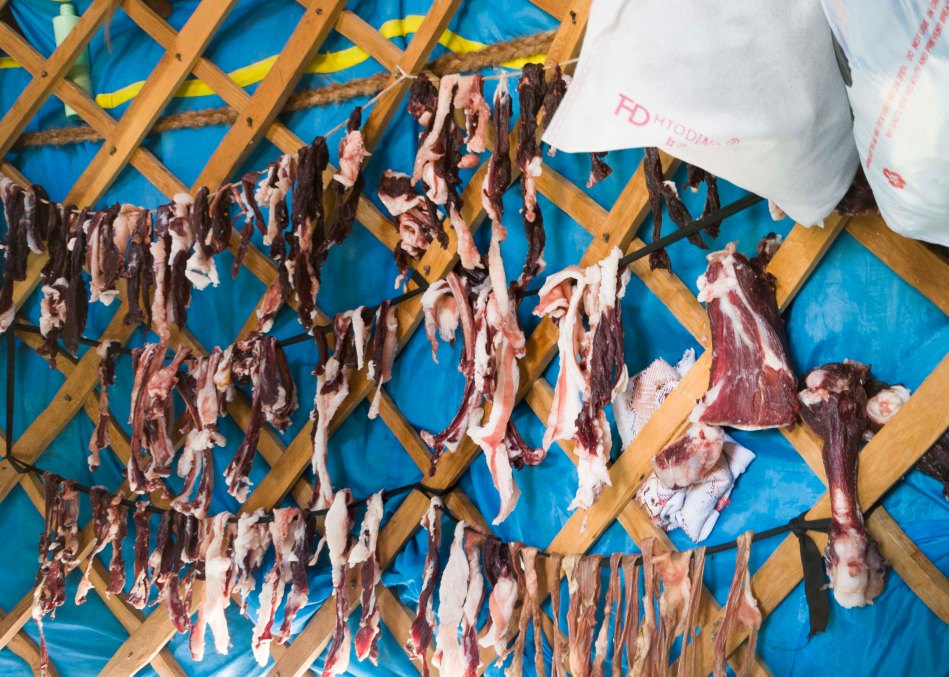 Drying Meat, Ger, Yurt, Mongolia