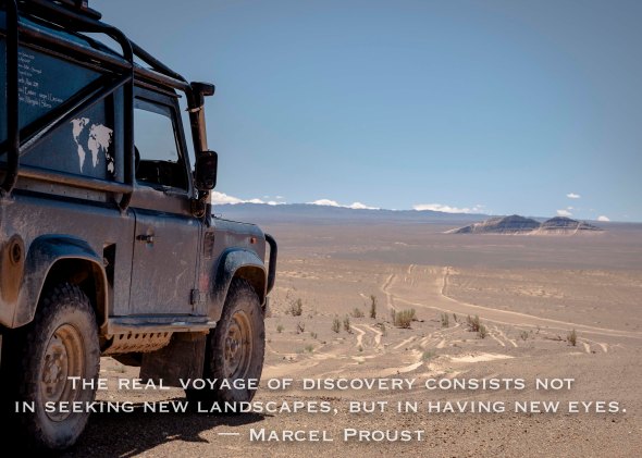 inspirational, inspire, quote, mongolia, land rover, defender, 90 travel, tracks, dirt roads, sunshine, colour, photography